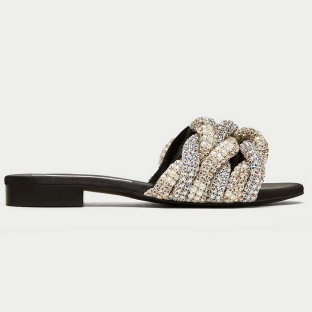 Zara gem encrusted embellished mini pearl Slides